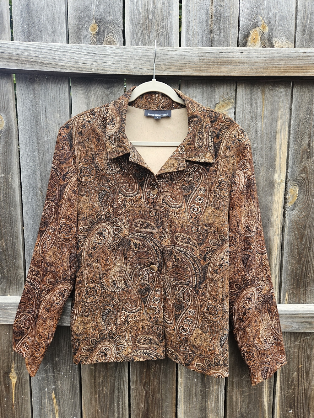 VTG Briggs New York Blazer Womens Large Shoulder Pads Poetcore Paisley Tapestry